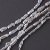 Perles Keshi Baroque Biwa non nucléées, blanches naturelles, 4-5 mm, qualité AAA, haute brillance, percées, certifiées par un tiers, marque XM