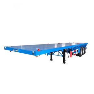 Semi-remorques à plateau plat 3 essieux de haute qualité en acier, vente à bas prix pour le transport de conteneurs sur de longues et courtes distances - Product Image 1