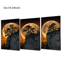 Impression numérique sur toile 18-24 pouces, personnalisée, écologique, motif Montagnes Modernes, Arbre au clair de lune géant, Art mural pour intérieur