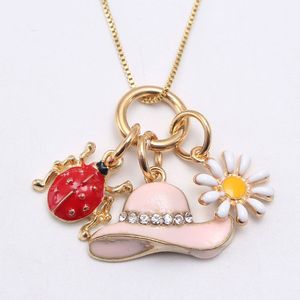 Hàng Mới Về Chuỗi Vòng Cổ Tráng Men Cho Trẻ Em Vòng Cổ Mặt Dây Chuyền Vàng Cúc Bọ Rùa Đính Kim Cương Giả Màu Hồng Bumblebee - Product Image 3