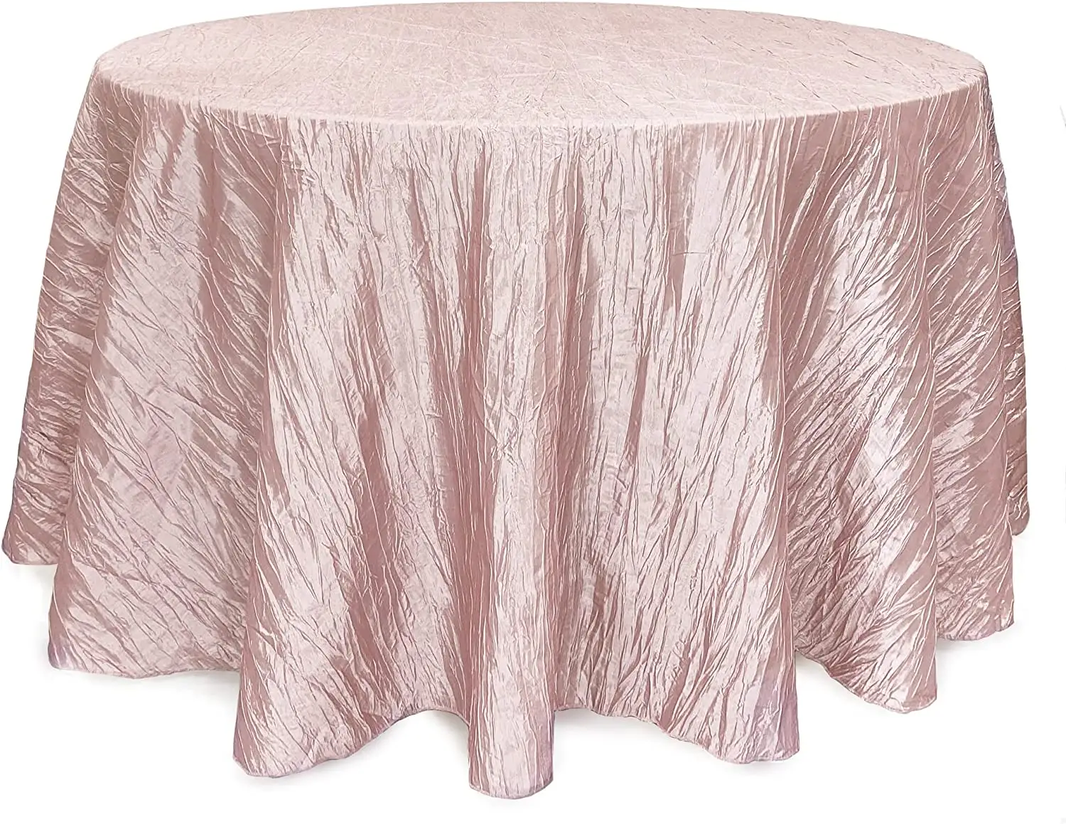 Round Crinkle Taffeta Tablecloth Crushed Shiny Dining Table Cloth for Wedding Party Birthday