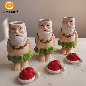 Wholesale Custom Logo Home Party <strong>Bar</strong> <strong>Accessories</strong> Nolelty Hawaii Wine Shot Cup With Lid Ceramic Santa Christmas <strong>Tiki</strong> Mug - Product Image 4