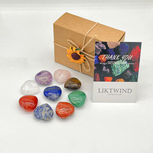 9PCS Palm burattato <span class=keywords><strong>Heart</strong></span> Worry <span class=keywords><strong>Stone</strong></span> per sollievo dall'ansia cristalli curativi Craft <span class=keywords><strong>set</strong></span> 7 <span class=keywords><strong>Chakra</strong></span> pietre a forma di cuore bilanciamento Reiki - Product Image 5