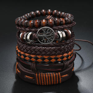 Cuerda elástica multicapa, cuentas tejidas a mano, conjunto <span class=keywords><strong>de</strong></span> 6 piezas para hombre, <span class=keywords><strong>pulsera</strong></span> <span class=keywords><strong>de</strong></span> árbol <span class=keywords><strong>de</strong></span> <span class=keywords><strong>la</strong></span> <span class=keywords><strong>vida</strong></span> <span class=keywords><strong>de</strong></span> cuero, venta al por mayor N25565 - Product Image 1