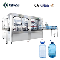 Usine d'embouteillage d'eau automatique 150-1200 BPH pour bouteilles de 5 gallons (18,9 L), machine industrielle de lavage, remplissage et bouchage, ligne de production complète