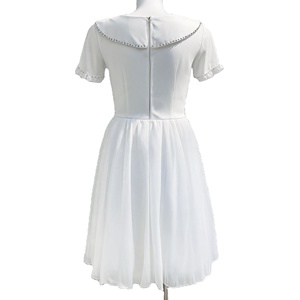 Costume Professionale da Balletto Bianco per Esibizioni, Abito da Cerimonia con Colletto per Bambini, Abbigliamento da Palcoscenico con Fiocco Blu - Product Image 2