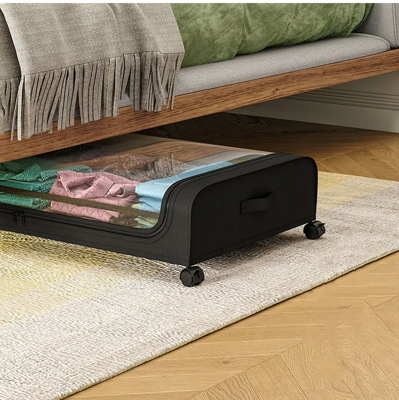 Caja de almacenamiento debajo de la cama con camilla con cubierta de tela Estante de almacenamiento de polvo Caja de almacenamiento de ropa y zapatos simple