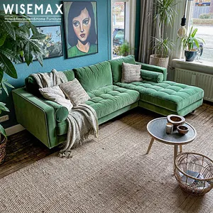 WISEMAX FURNITURE French country yard design villa hotel home sofa furniture L shaped corner floor sofa sectional sofa set