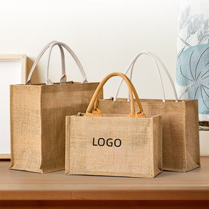 Hot Sale Customized Logo Printed Jute Shopping <strong>Bags</strong> Big Capacity <strong>Hemp</strong> Tote <strong>Bag</strong> High Visibility Customized Logo Printing - Product Image 4