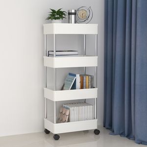 Chariot de rangement mince à 4 niveaux de haute qualité chariot utilitaire roulant de type debout avec fonction coulissante en plastique durable - Product Image 2