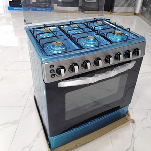 Cuisinière à gaz autonome <span class=keywords><strong>de</strong></span> 76 cm avec 6 brûleurs, grand four <span class=keywords><strong>de</strong></span> 120 L, en acier inoxydable, avec rôtissoire et éclairage <span class=keywords><strong>de</strong></span> gril - Product Image 1