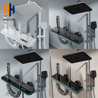 Ensemble de Douche Intelligente Effet Pluie, Mitigeur de Douche Numérique Piano, Système de Douche avec Thermostat et Éclairage Ambiant