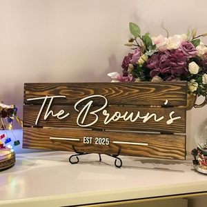 Targa <span class=keywords><strong>in</strong></span> <span class=keywords><strong>Legno</strong></span> Personalizzata e su Misura, <span class=keywords><strong>Legno</strong></span> Rustico Massiccio, Regalo di Nozze per Coppie, Casa, Ufficio, Cognome Familiare - Product Image 2
