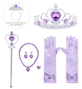 Costumi da Principessa per Feste di Halloween e Carnevale, Accessori per Travestimenti, Corona, Collana, Orecchini, Anello e Bacchetta Magica per Bambine - Product Image 4