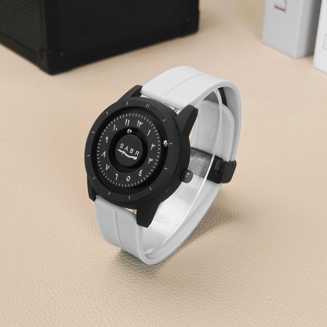 Trendy Men's Magnetic Ball Quartz Wrist Watch, Minimalist Arabic Numeral Dial, Soft Silicone Band Customizable Fashion Watch