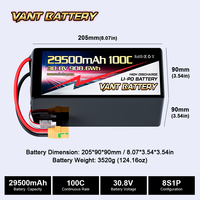 Batterie LiHV VANT 8S HV 30.8V 29500mAh 100C pour drone FPV, batterie Lipo à décharge élevée 908.6Wh pour drones FPV de classe X et UAV industriels