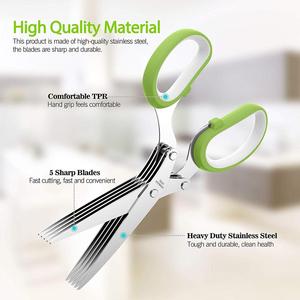 Đa Năng Nhà Bếp Cắt Cắt Chuyên Nghiệp Thép Không Gỉ 5 Lưỡi Nhà Bếp Rau Kéo Kéo Thảo Mộc Kéo Với Lược - Product Image 2