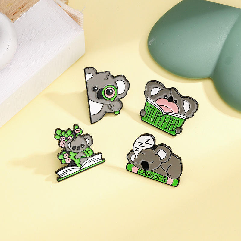 Sming Pins Koala Enamel Pin - Cute Animal Magnifying Glass