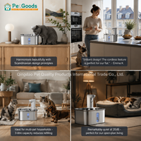 Distributeur d'eau moderne pour animaux de compagnie en acier inoxydable 304, sans fil, automatique, silencieux, avec filtre, alimentation par gravité, sans danger pour les aliments