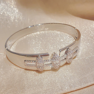 Geometric Leaf Zircon <b>Bracelet</b> Gold Plated <b>Copper</b> Jewelry Gift Summer 2025 - Product Image 3