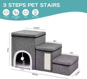Escaleras para Perros de Diseño Moderno, Escalones para Mascotas, Almacenamiento, para Perros Pequeños y Gatos Mayores, 3 Niveles - Product Image 5