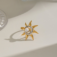 Anillo Abierto Ajustable de Dos Tonos con Piedra Natural X&L, Chapado en Oro de 18K, Acero Inoxidable, Joyería Moderna para Mujer, Regalo