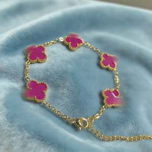 Collar de Lujo Ligero con Trébol de Cuatro Hojas, Unisex, Acero Inoxidable, Chapado en <span class=keywords><strong>Oro</strong></span> de 18K, Piedra Natural, Fritillaria de Doble Cara, a la Moda - Product Image 3