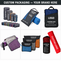 Serviette de sport absorbante de marque avec impression personnalisée, poche zippée et capuche disponibles, idéale pour le yoga, le golf et le fitness