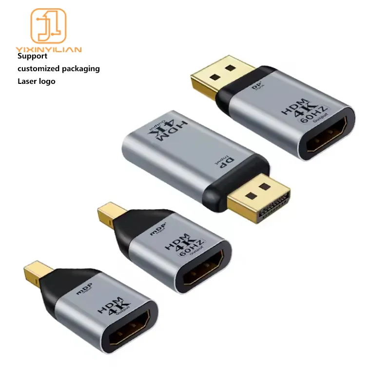 แสดงพอร์ต HDMI to DP mini DP หญิงชายตัวแปลงอะแดปเตอร์ 4K 60Hz การส่งข้อมูลแบบซิงค์สําหรับคอมพิวเตอร์,จอภาพ, PS4,Xbo