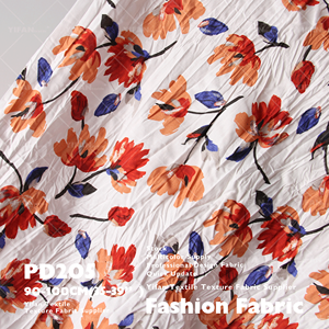 Tela plisada de algodón con estampado <span class=keywords><strong>Floral</strong></span> agradable a la piel para primavera y verano para ropa de niños, falda con tirantes, media falda - Product Image 6
