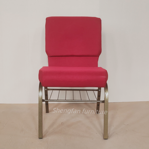Chaise d'église en métal rembourrée et empilable, siège d'auditorium interlock rouge bordeaux, chaise de théâtre rembourrée, en promotion - Product Image 2