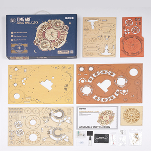 Robotime <span class=keywords><strong>ROKR</strong></span> US Warehouse LC601 Zodiac Horloge Murale Modèle Jouets 3D Puzzles en <span class=keywords><strong>Bois</strong></span> pour Drop Shipping - Product Image 5