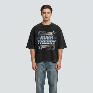 OEM Custom Oversized Streetwear Acid Wash T-shirt 300GSM Heavy Cotton Vintage Graphic <b>Tee</b> Boxy Cropped Men T Shirt - Product Image 1