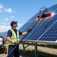 Cepillo de Limpieza para Paneles Solares con Alimentación de Agua, Kit de Barra Telescópica de Fibra de Carbono, Limpiador de Vidrios Fotovoltaicos OEM