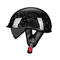 Casque de moto rétro certifié DOT en fibre de carbone, coque légère avec visière solaire rabattable pour les motards adultes
