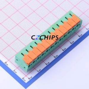 JL142R-50812GA1 Spring Terminal Block Bent Lead Through Hole,P=5.08mm Connector 1x12P 5.08mm Green Right Angle Insert - Product Image 1