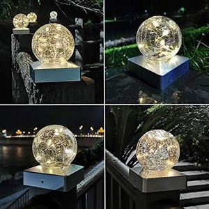 Lampe solaire à LED pour poteau, boule de cristal, étanche, pour extérieur, jardin, allée, clôture, terrasse, décoration murale - Product Image 1