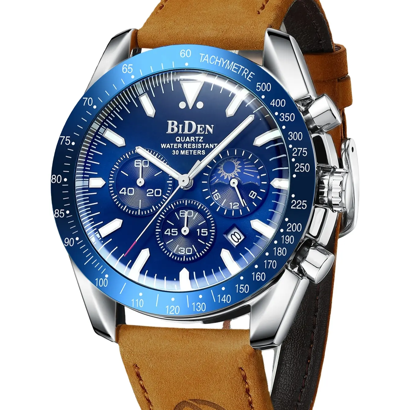 Biden 0344 Men's leather wristband quartz watch waterproof casual fashion business men's watch