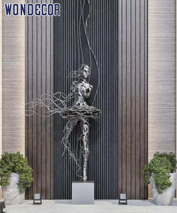 Açık bahçe Metal sanat dekorasyon soyut yaşam boyutu kadın paslanmaz çelik heykel - Product Image 4