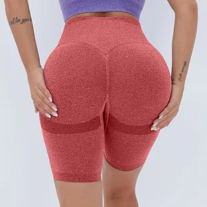 Frauen High Waist Tummy Control Rüschen Booty Pants Nahtlose Yoga Shorts Großhandel