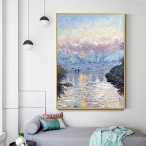 Pintura al óleo pintada a mano de Monet Sunrise, arte paisajístico impresionista 100% hecho a mano, decoración de pared para sala de estar, recibidor - Product Image 3