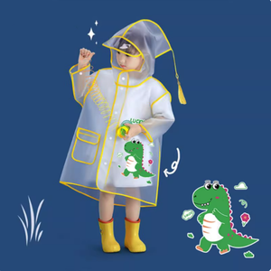 בגדי גשם לילדים מ-PEVA עמיד למים, עם הדפסים מצוירים, כיס תלת מימדי ובד שקוף - Product Image 3