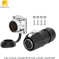 Connecteur étanche robuste E-Weichat M24 en métal, type push-pull, IP67, à souder, pour applications marines et extérieures, 2, 3, 4, 10, 12, 19, 24 broches, 500V