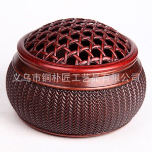 Quemador de Incienso Extra Grande de Cobre Puro y Ratán, Bandeja para Incienso de Sándalo Estilo Suzhou, Quemador de Incienso para Interiores del Hogar, Creativo - Product Image 4