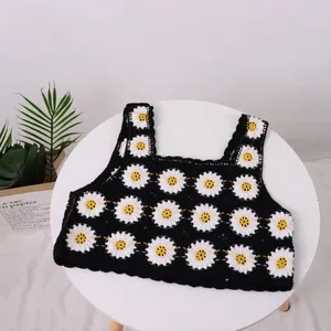 Crochet summer top with black bottom Daisy crochet tank top fresh ladies crochet top