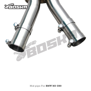 Tubi BSK SUS304 di Lunghezza Uguale, Tubo Centrale a Z per <span class=keywords><strong>BMW</strong></span> M3/M4 G80/G82/G87/G8X 3.0T 2021-2024, Sistema di Scarico Boska con Suono Attivo - Product Image 5