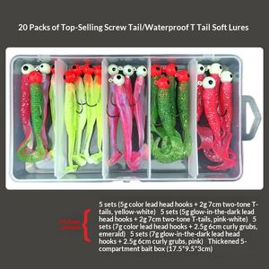 Juego de Señuelos Blandos con Cola en T y Anzuelo de Cabeza Plomada, Cebo Artificial para <span class=keywords><strong>Pesca</strong></span> de Lubina - Product Image 2