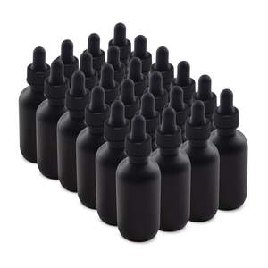 Custom Logo 1oz Essential <b>Oil</b> Serums Matte Black Frosted Glass Dropper <b>Bottle</b> with Black Dropper Cap - Product Image 1