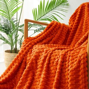 Couverture en polaire pour canapé ou lit, couverture décorative en jacquard à motif de coquille de tortue 3D, couverture en flanelle douce, légère et moelleuse - Product Image 3