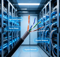 Kabel Ethernet UTP Cat6a Cat 5e Konduktor Tembaga Murni Berisolasi PVC Kabel Jaringan Dalam Ruangan